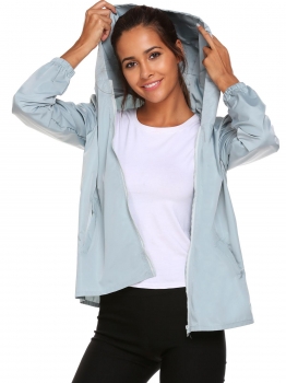 

Gray Women Lightweight Rainwear Outdoor Hoodie Windbreaker Jacket, Multicolor