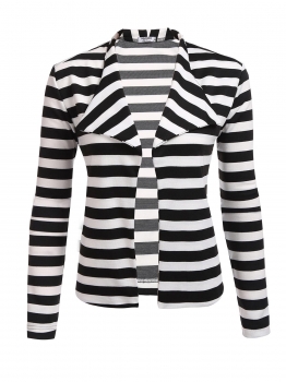 

Black white Long Sleeve Lapel Front Open Slim Blazer, Multicolor