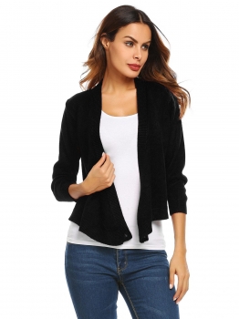 

Black Long Sleeve Knitted Solid Cross Front Cropped Cardigan, Multicolor