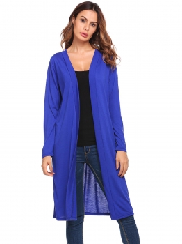 

Royal Blue Long Sleeve Open Front Cardigan, Multicolor