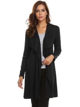 

Black Women Casual Long Sleeve Draped Open Front Cardigan, Multicolor