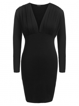 

Black Plunging Neck Ruched Sheath Dress Plus Size, Multicolor