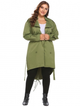 

Army green Women Plus Size Long Sleeve Slim Waist Trench, Multicolor