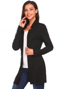 

Black Solid Long Sleeve Belted Slim Fit Cardigan, Multicolor