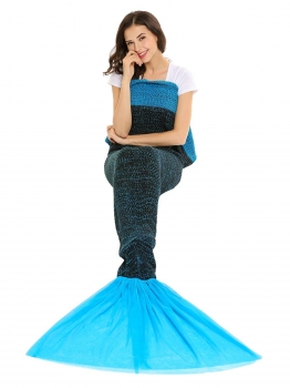 

Black Knitted Crochet Mesh Patchwork Mermaid Tail Sleeping Blankets, Multicolor