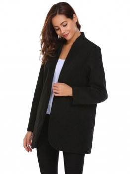 

Black Long Sleeve Solid Cardigan Warm Coat, Multicolor