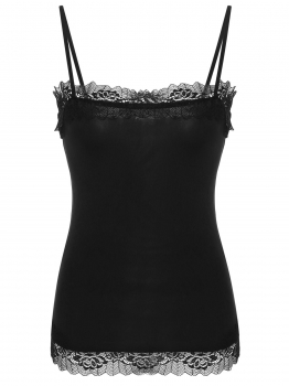 

Black Adjustable Spaghetti Straps Lace Patchwork Regular Fit Sexy Tops Vest, Multicolor