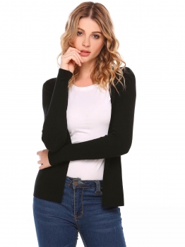 

Black Long Sleeve Solid Open Slim Cardigan, Multicolor