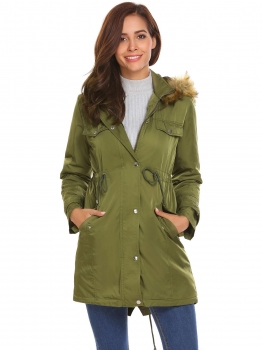 

Army green Women Casual Hooded Thickened Winter Warm Parka Coat, Multicolor