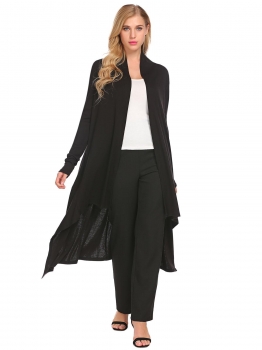

Black Casual Long Sleeve Solid Open Front Cardigan, Multicolor