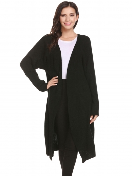 

Black Women Warm Long Sleeve Open Front Casual Loose Sweater Cardigan, Multicolor