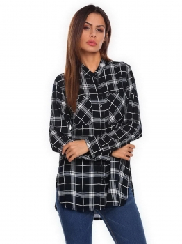 

Navy blue Women Casual O-Neck Long Sleeve Lattice Asymmetrical and Split Hem Sexy Shirt, Multicolor