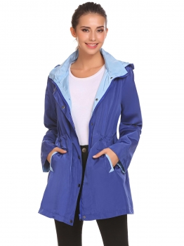 

Dark blue Women Casual Detachable Hooded Long Sleeve Lightweight Coat, Multicolor