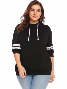 

Black Women Plus Size Long Sleeve Hooded Sweatshirts Pullover Hoodie, Multicolor