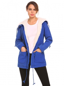 

Blue Women Casual Thickened Fleeve Warm Winter Parka Jacket Coat, Multicolor