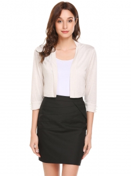 

Apricot Women Casual Front Open 3"4 Sleeve Solid Short Sexy Regular Fit Cardigan, Multicolor
