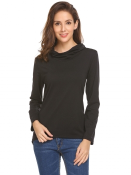 

Black Women Hooded Back Lace Up Irregular Slim Fit Pullover Hoodie Sweatshirt, Multicolor