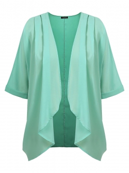 

Green Women Plus Size Casual 3"4 Sleeve Solid Draped Open Front Chiffon Long Cardigan, Multicolor