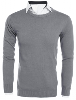 

Coofandy Gray Men's Casual O-Neck Solid Basic Pullover Slim Fit Sweaters, Multicolor