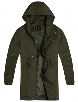 

Army green Men Fashion Casual Hooded Long Sleeve Trench Zip-up Windbreaker Outerwear Coats & Jackets, Multicolor