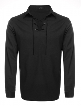 

Black Men Long Sleeve Turn Down Collar Front Lace-up Casual Shirt Skirts, Multicolor