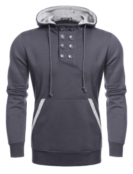 

Coofandy Dark gray Men's Hooded Button Pullover Casual Fleece Sweatshirt with Pockets Hoodies, Multicolor