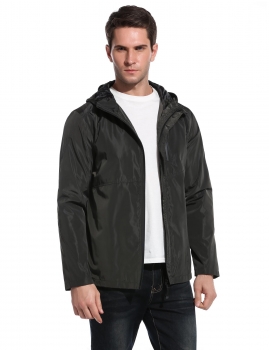 

Coofandy Army green Men's Hooded Solid Zip Up Outdoor Sport Lightweight Coats & Jackets, Multicolor