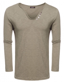 

Coffee New Men Casual Long Sleeve V-Neck Solid With Buttons T-Shirt Tops Shirts, Multicolor