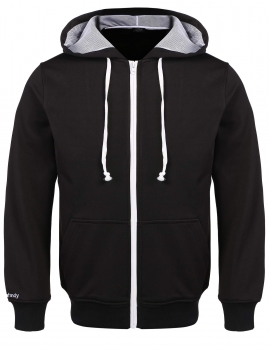 

Black Men Fashion Casual Hooded Long Sleeve Solid Zip-up Hoodies, Multicolor