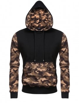 

Black New Men Fashion Long Sleeve Contrast Color Pullover Hooded Hoodies, Multicolor