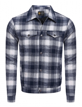 

Blue Men Fashion Long Sleeve Plaid Button Down Casual Jacket Shirts, Multicolor