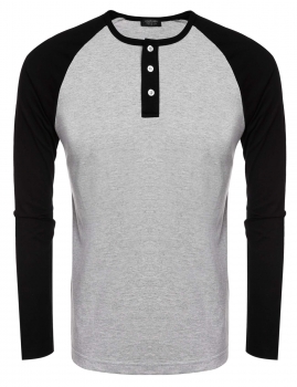 

Coofandy Black Men O-Neck Raglan Long Sleeve Patchwork Slim Fit Baseball Tops T-Shirts, Multicolor