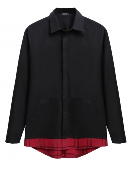 

New Mens Casual Long Sleeve Turn-down Collar Plaid Patchwork Shirt Blouses, Multicolor