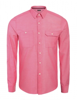 

Red Men Fashion Turn Down Collar Long Sleeve Solid Button Casual Shirts, Multicolor