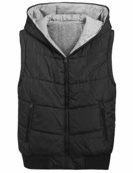 

Black Casual Hooded Sleeveles Zip-up Solid Thick Reversible Vest Coats & Jackets, Multicolor