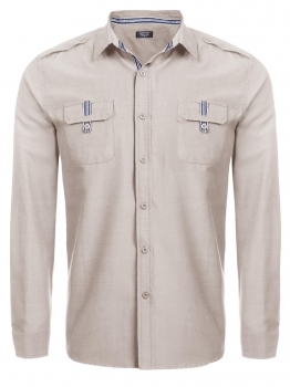 

New Mens Casual Turn Down Collar Long Sleeve Pocket Solid Shirt, Multicolor