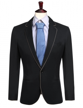 

Black Mandarin Collar Slim Fit Long Sleeve Solid Jacket Blazer, Multicolor