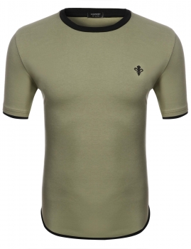 

Army green Men Casual Short Sleeve O Neck Solid Contrast Color Pullover T-Shirt, Multicolor