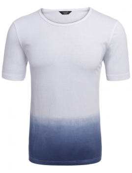 

Deep blue Casual Round Neck Short Sleeve Gradient Color T-Shirt for Men, Multicolor