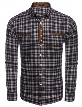 

Brown Men's Turn Down Collar Long Sleeve Plaid Casual Button Shirt, Multicolor