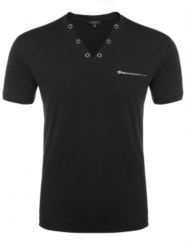 

Mens Casual Short Sleeve V-Neck Zipper Basic Comfort T-Shirt, Multicolor