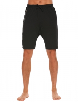 

Black Hip Hop Style Knee Length Solid Flat-Front Shorts, Multicolor