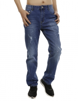 

Men Casual Solid Button Zipper Pocket Blue Jeans, Multicolor