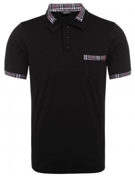 

Short Sleeve Polo Collar Check Slim Pullover Contrast Color Polo Shirt, Multicolor