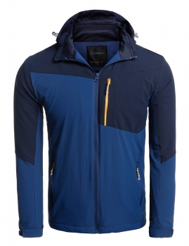 

Blue New Men Hooded Long Sleeve Zip-up Fleece Lining Waterproof Windproof Outdoor Sports Mountain Jacket, Multicolor