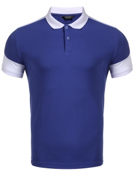 

Blue Men Casual Short Sleeve Patchwork Contrast Color Slim Pullover Polo Shirt, Multicolor