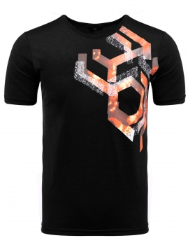 

Black Print Graphic Short Sleeve Round Neck Tee, Multicolor