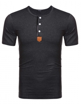 

Black O-Neck Short Sleeve Solid Elastic Pullover T-Shirt, Multicolor