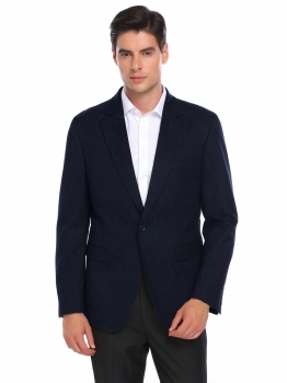 

Navy blue Men's Peak Lapel Slim One Button Blazer, Multicolor