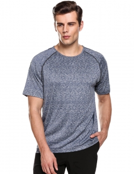 

Blue Round Neck Wicking Breathable Quick Dry T-Shirt, Multicolor